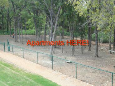 Some Apartments have HUGE FENCED areas with port a potties, uhh I mean TREES!